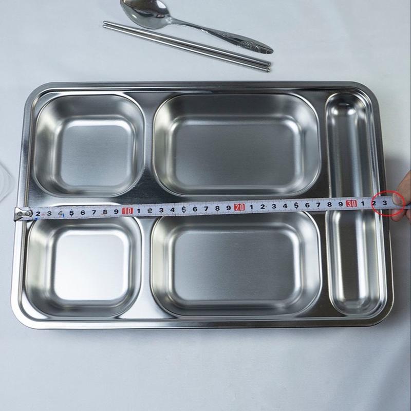 Khay cơm inox 4 ngăn, có ngăn đựng đũa - Inox 201 2