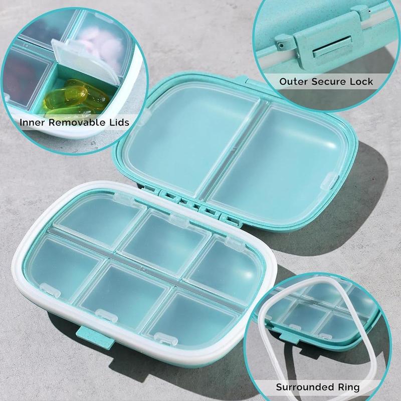 Product Introduction of Portable Mini Medicine Box, 1/3 Counts 8-grid Travel Pill Box, Daily Pill Box, Pocket Size Pill Container for Home Office Travel 15