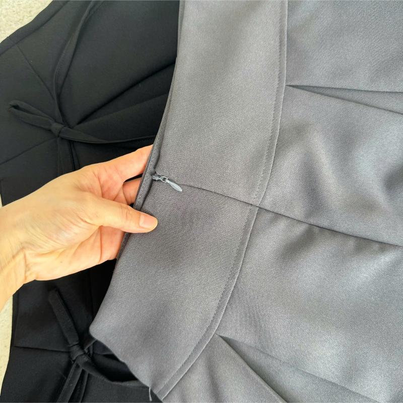 Chân Váy Ngắn Xếp Ly Bigsize Nữ Dáng A Tennis Đính Nơ Cạp Cao Chất Vải Tây Đứng Form Có Quần Bảo Hộ - CV418 Women Voan Voi Đen 6