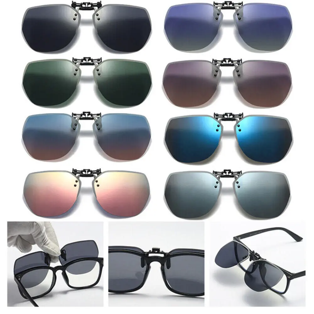 UV Protection Polarized Clip On Sunglasses Anti-Glare Night Vision Glasses Ultralight Flip Up Sunglasses Polarized Sunglasses Mirrored Photochromic