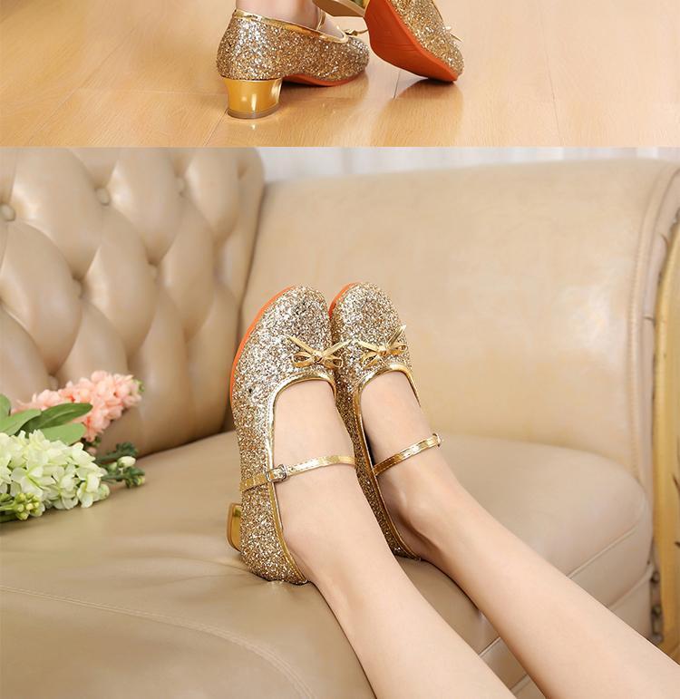 Product Introduction of Autumn and Winter Children Girls Latin Dance Shoes Children Girls Soft Bottom Dance Shoes High Heel Princess Performance Beginner Just Nam 12
