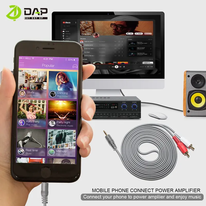 DAP Kabel Audio aux 2 in 1 Jack 3.5mm to RCA hitam 3 meter Accessories Speaker - Original by DAP 4