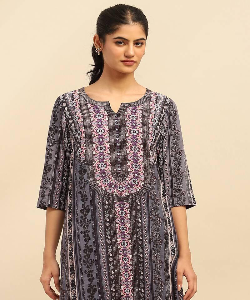 Product Introduction of Váy Ấn Độ, Kurtas, Dành Cho Phụ Nữ, Bộ Sưu Tập Xuân / Hè, In Hoa, Phong Cách Dân Tộc, Áo Kurti, Quần Áo Nam Á, Mới Cho Năm 2025 6