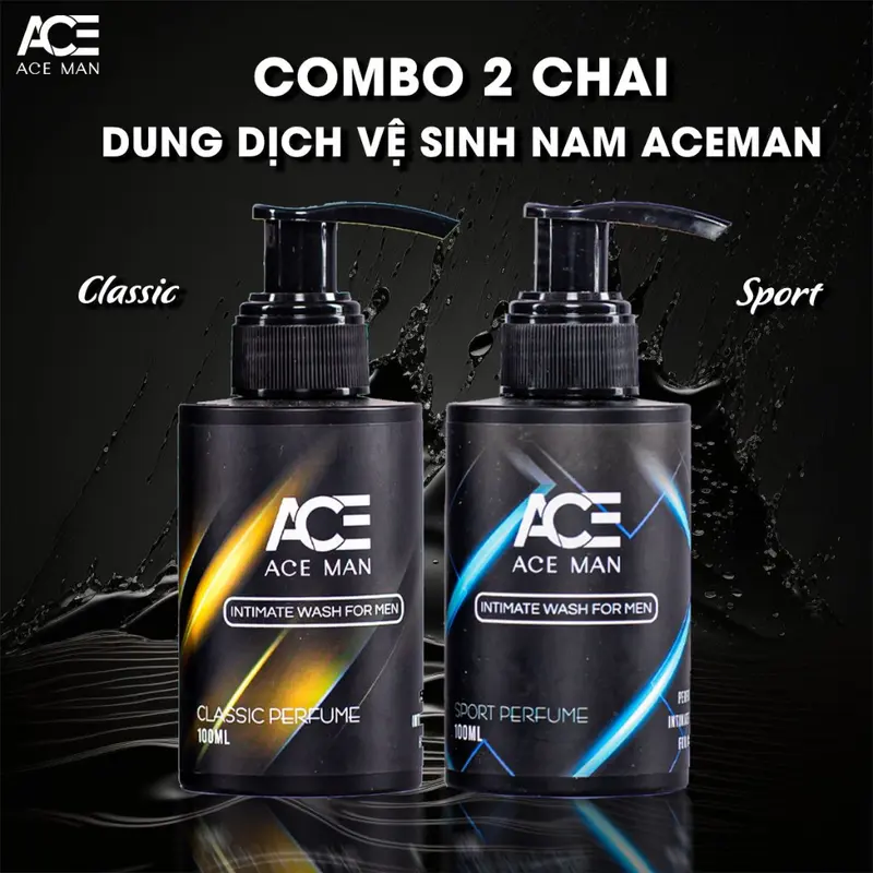Combo 2 chai Dung Dịch Vệ Sinh Nam Giới ACEMAN hương nước hoa 100ml/chai đa dạng style có hộp đựng sang trọng Dưỡng Thể Làm Đẹp Da Dưỡng Body 0