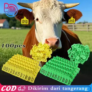 Isi 100 Penanda Sapi Penanda Telinga Ternak Ear Tag Kambing Tag Domba Eartag Ternak