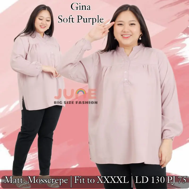 JUNE -  ATASAN JUMBO WANITA LD 130 / BAJU JUMBO WANITA / BAJU KERJA JUMBO WANITA 4XL / ATASAN BIG SIZE WANITA / BAJU JUMBO WANITA SIZE XXXXL / BAJU WANITA UKURAN BESAR MUAT HINGGA BB 100 + 4