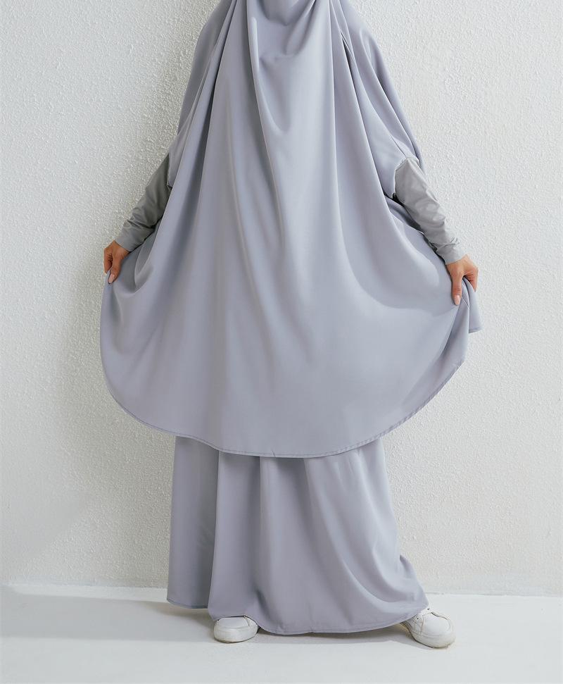Product Introduction of Two-Piece High-Quality Large Size Clothing, Women's Clothing, Clothing Apparel, Solid Color Long Sleeve Skirt Long Robe 21