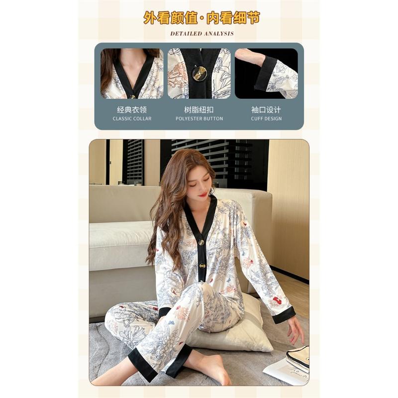 MELAR Piyama Jumbo Piyama Wanita Lengan Panjang Celana Panjang 4XL-6XL XXXXXXL Pajamas Elegan 3