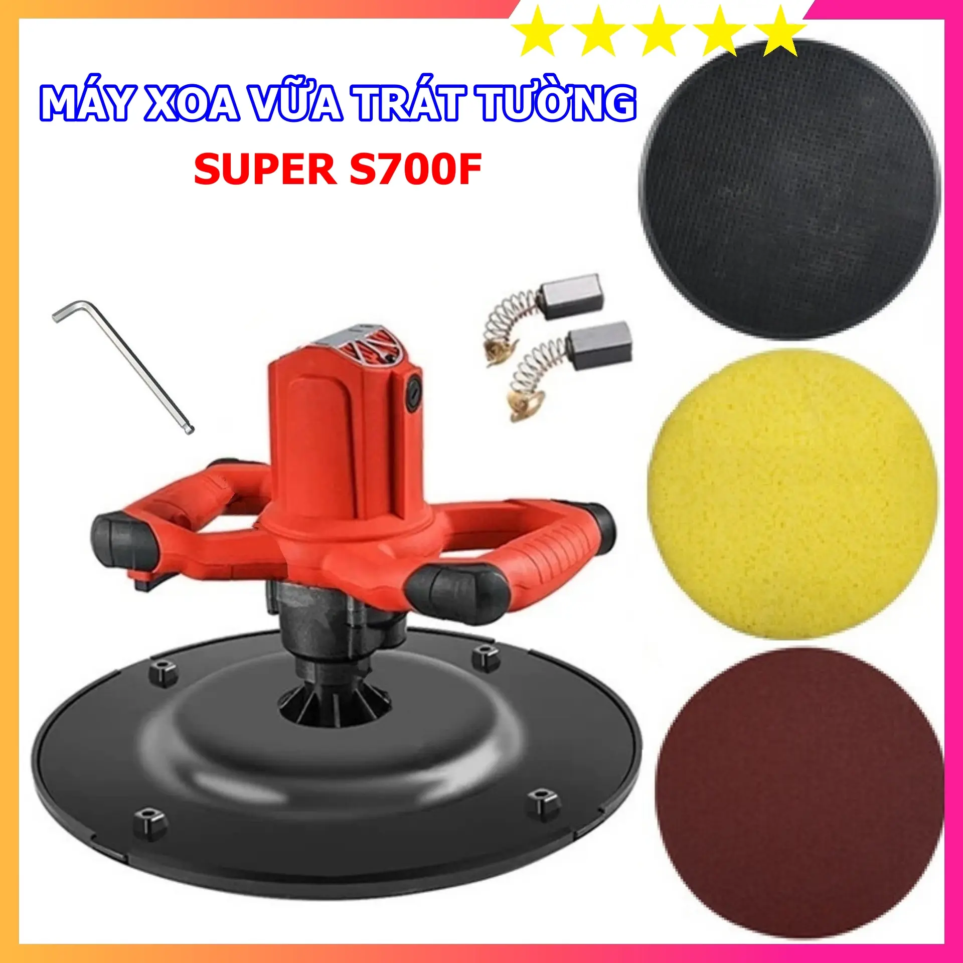 Máy Xoa Vữa Trát Tường SUPER S700F - Công Suất 980W - Đầy Đủ Phụ Kiện - Bảo Hành 6 Tháng