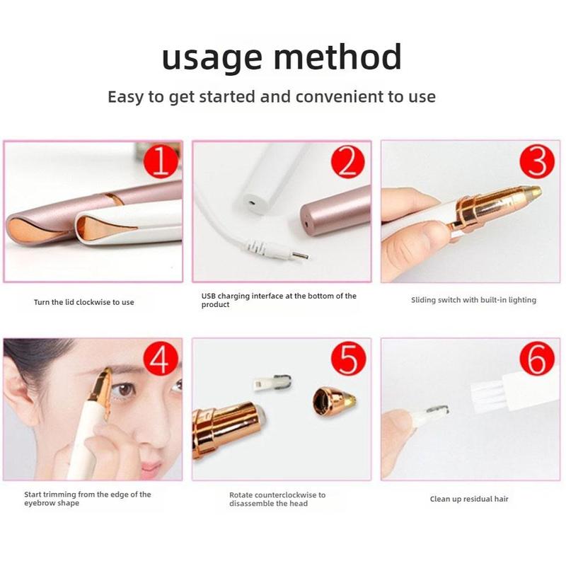 Product Introduction of Electric Eyebrow Trimmer Ladies Automatic Eyebrow Shaving Instrument Beauty Trimmer Tool Rechargeable Shaving Instrument 25