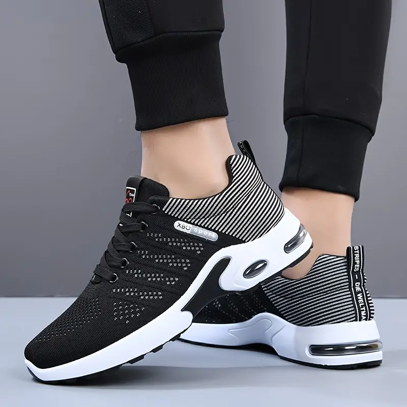 Men'S Athletic Running Shoes, Walking Footwear, Fashionable Fitness Sneakers for Men, Breathable, Lightweight, Comfortable - Fabric Upper, PVC Sole, Lace-Up Closure, with Striped Pattern 5