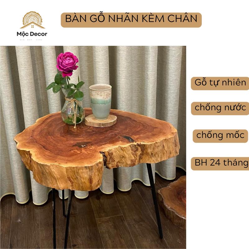 Bàn Tròn 3 Chân Sắt Hairpin Gỗ Xà Cừ, Bàn Cafe, Bàn Ghế Ban Công