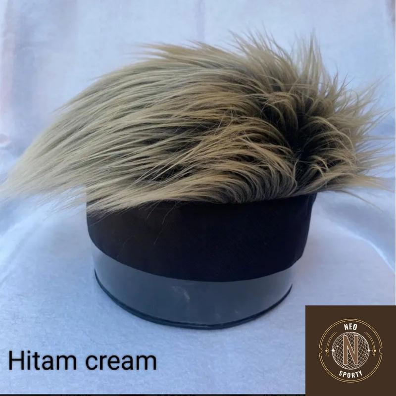 Topi wig bulu sintetis pria wanita nyaman dipake 5
