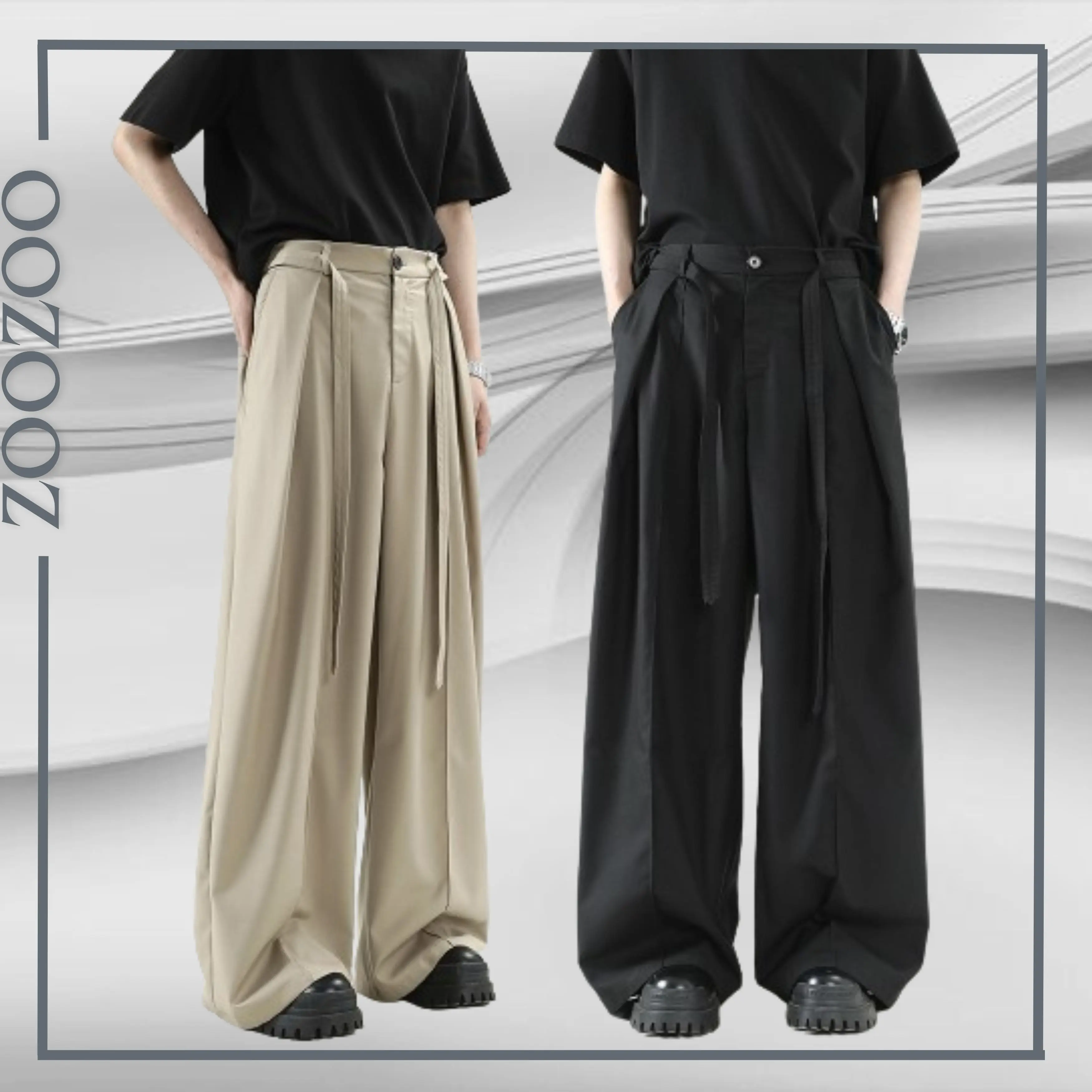 ZooZoo - Quần Tây Ống rộng YOSY thiết kế xếp ly, cạp cao kèm dây chỉnh eo Unisex