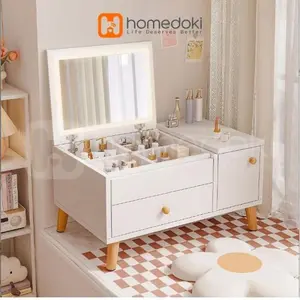 Homedoki Meja Rias Cermin  / Meja Rias Lampu Minimalis / Meja Rias LED / tolet meja rias / Meja Rias Kayu / Meja Rias Clamshell