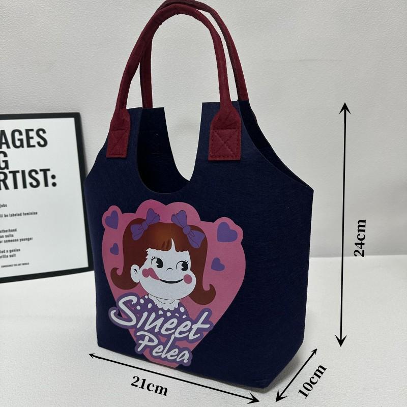 Internet celebrity cartoon printed felt bag felt handbag creative ...