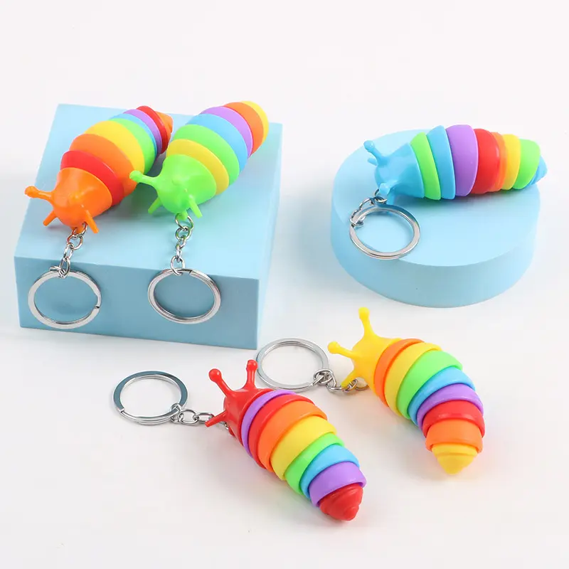 Mini Fidget Slug Keychain Toys 3D Articulated Stretch Caterpillar ...