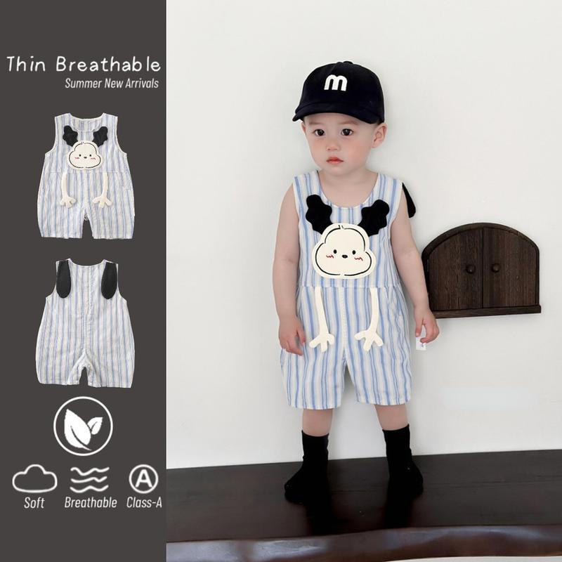 Quần Áo Trẻ Em Áo Liền Quần Không Tay Cho Em Bé Trai Và Bé Gái Hàng Mới Về Mùa Hè Chất Liệu Bông Mỏng Siêu Dễ Thương Thiết Kế Cún chó Con Hoạt Hình Thích Hợp Cho 0-36 Tháng Quần Áo Ngoài