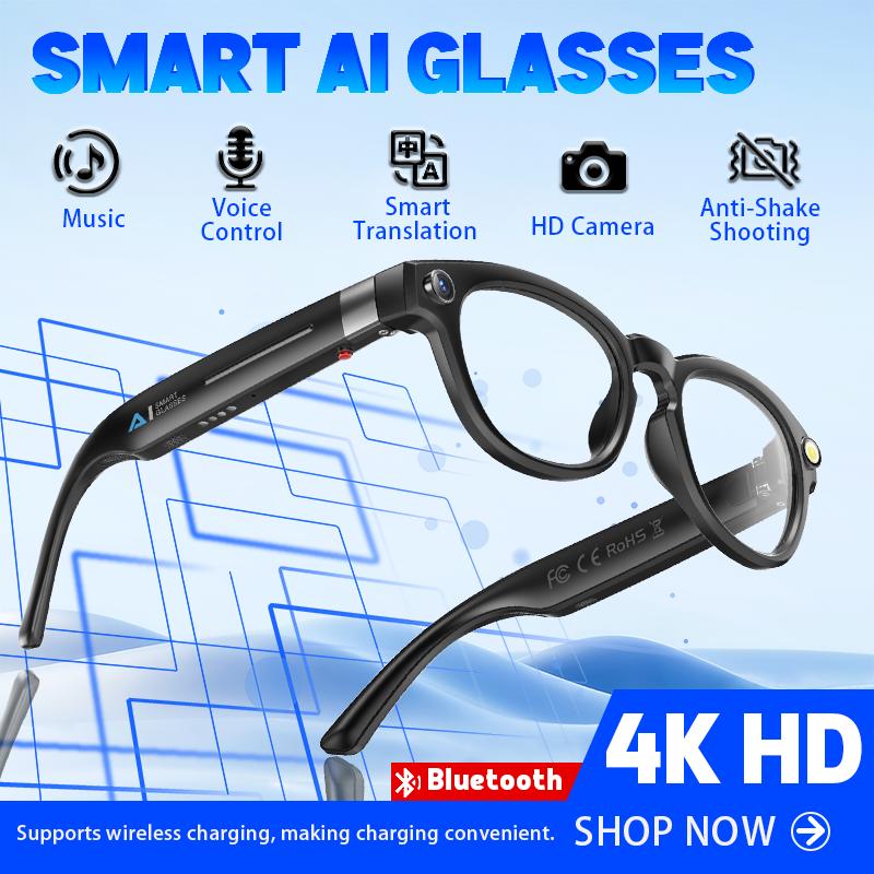 Ai Smart Glasses With 8MP HD Photo And Video Recording Sports Anti-Shake Color-Changing Lenses Real-Time Translation Bluetooth