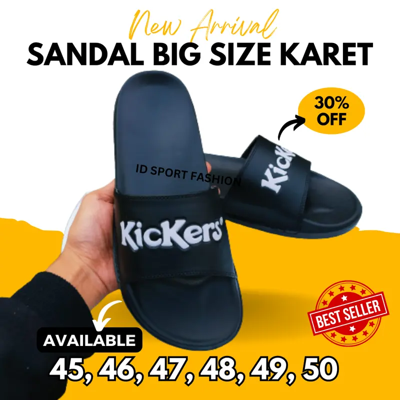 Sandal Pria Slop Big Size 44 45 46 47 48 49 50 Karet Anti Slip Sport Fashion Pria Sendal Casual Lebaran Ukuran Jumbo Shoes priamurah 0