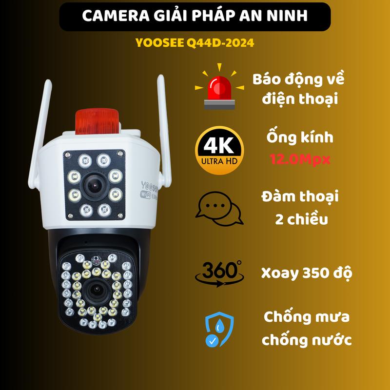 (QC) Camera Wifi Yoosee Q46D 12.0Mpx 2 Mắt 2 Khung hình- Xoay 360- Đàm Thoại 2 Chiều- Ngoài trời 8x36 Chụp Ảnh