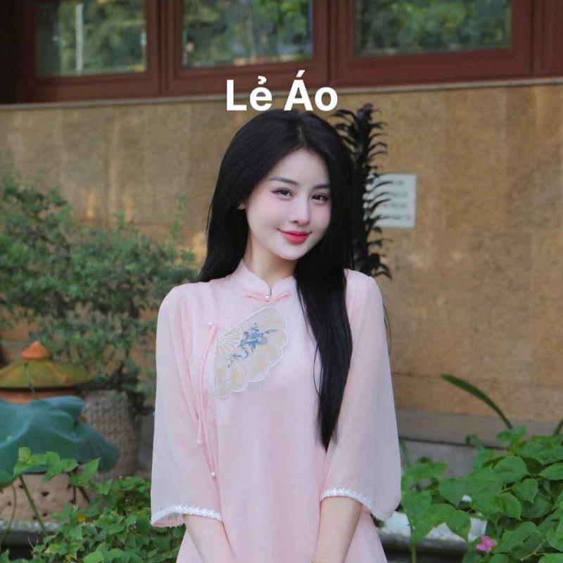 LẺ ÁO LỤA TƠ CÁT THÊU QUẠT TAY REN ( Không kèm quần ) 3