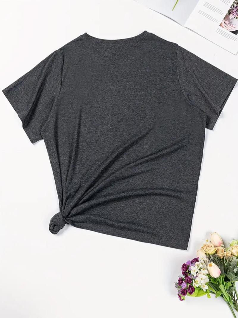 Product Introduction of Women's Dancing Silhouette & Letter Print Round Neck Tee, Casual Short Sleeve Crew Neck T-shirt for Daily Wear, Ladies Clothes for All Seasons 2
