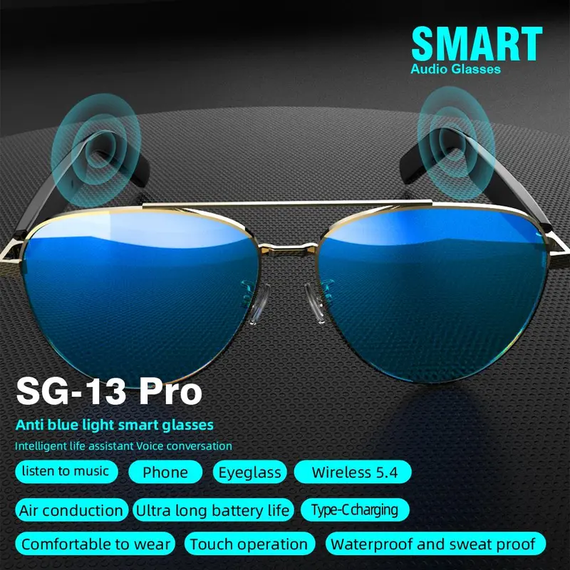 Multifunctional Smart Glasses, Touch Control Smart Sunglasses, Fashionable Bluetooth-compatible Smart Glasses, Gift for Men & Women, Wearable 7