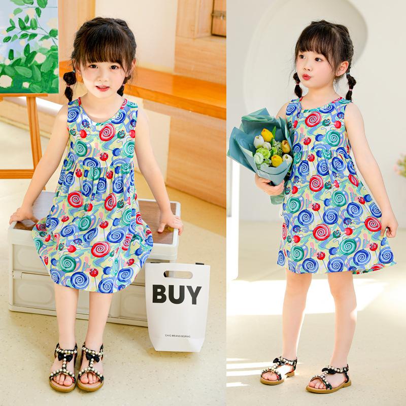 Product Introduction of Princess vest skirt girls dress foreign style summer dress little girl sleeveless skirt 4