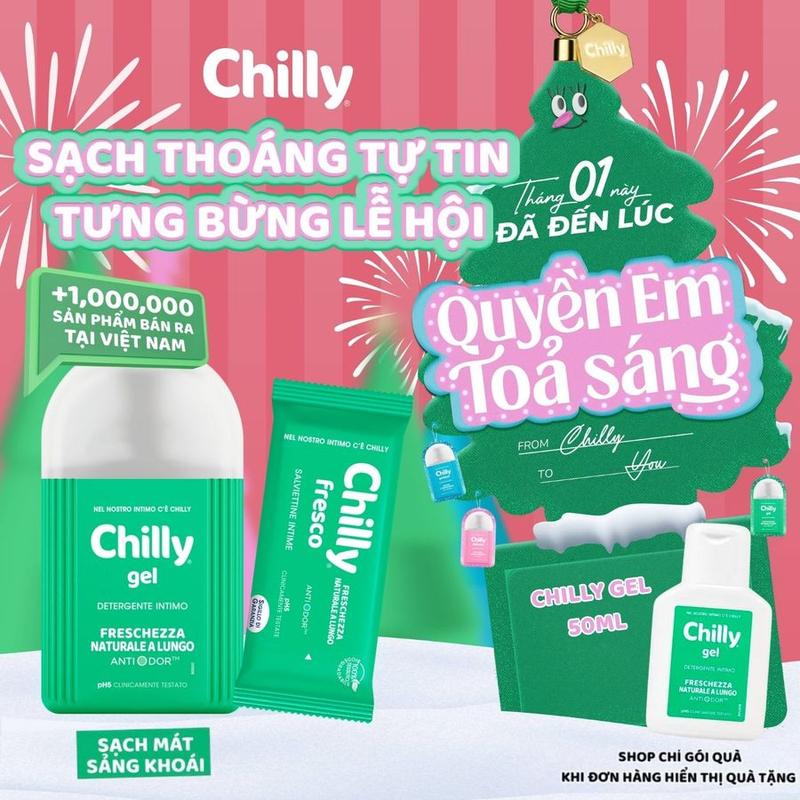 Combo Thơm Sạch Toàn Diện Chilly Gel Dung dịch vệ sinh phụ nữ + Khăn lau vệ sinh Chilly