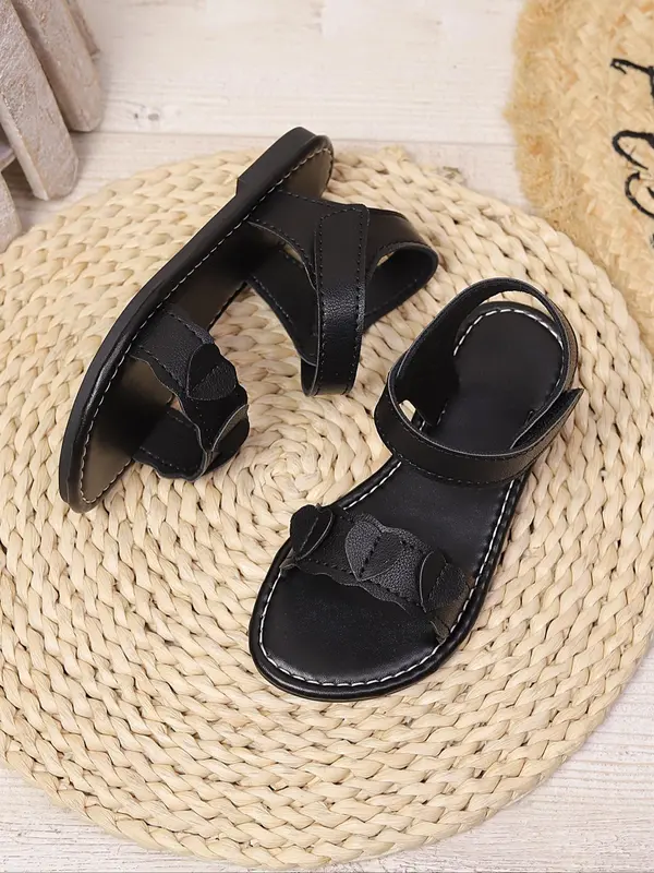Girl's Ethnic Pattern Velcro Design Sandals, Casual Comfortable Flat Sandals for Summer, Non-slip Wear-resistant Sandals for Outdoor Holiday 2
