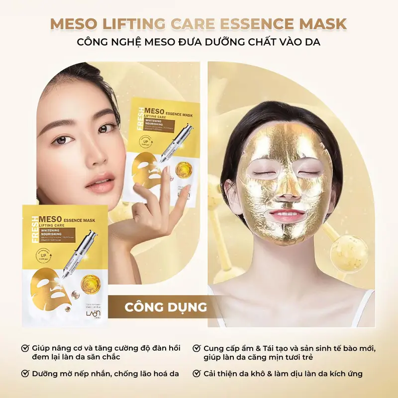Mặt Nạ Vàng hỗ trợ săn chắc da, nâng cơ và dưỡng ẩm dịu nhẹ Laonmedi Meso Lifting Care 30ml (10 miếng) Skincare Cosmetics  VKM Hàn Quốc 2