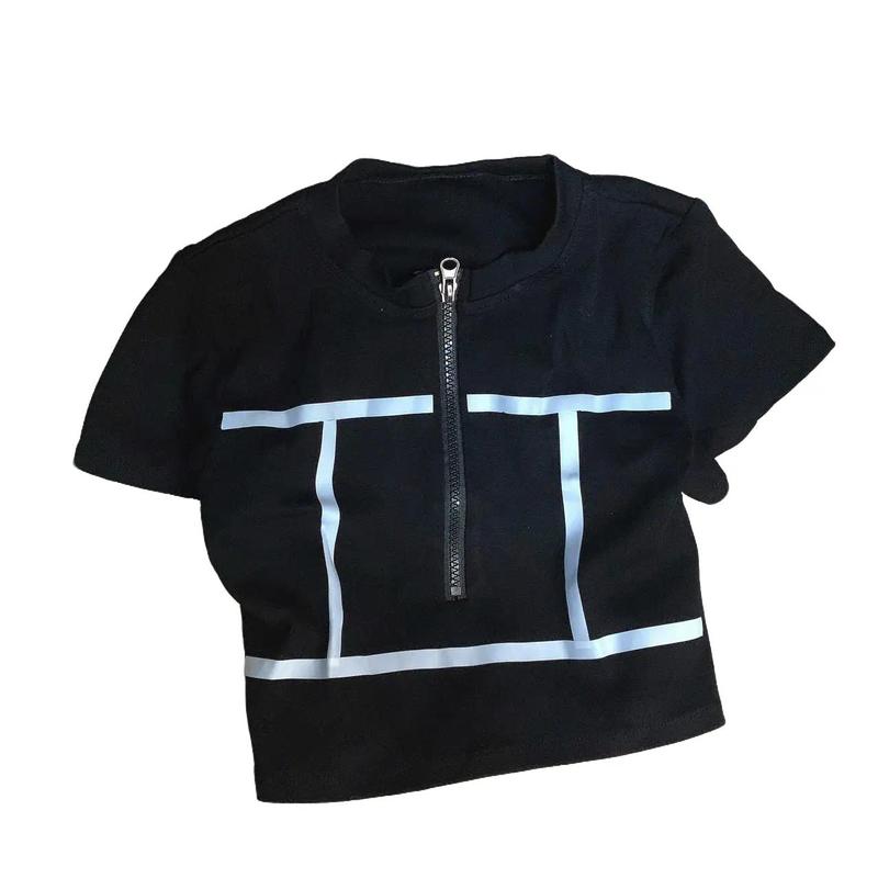 áo croptop dây kéo  chạy viền lập thể cho phái Nữ 2