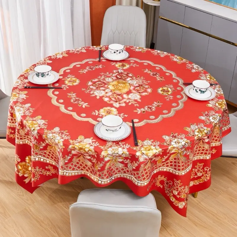 KHĂN TRẢI BÀN TRÒN IN 3D , 150x150cm, chống thấm nước , dầu mỡ