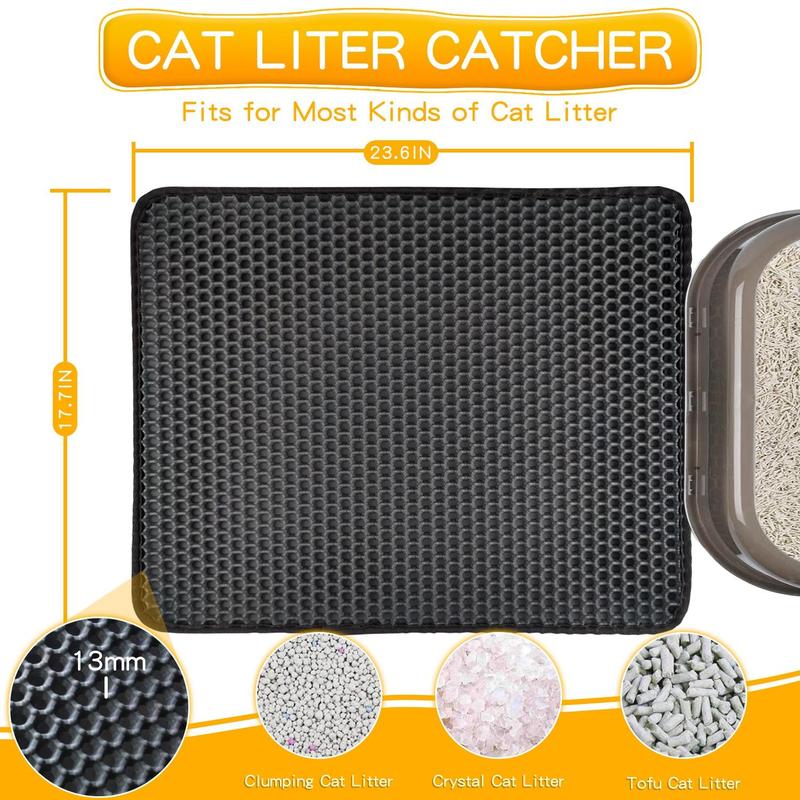 Cat Litter Mat, Honeycomb Design Non-slip Pet Litter Box Mat, Double Layer Waterproof Cat Litter Tray Mat 5