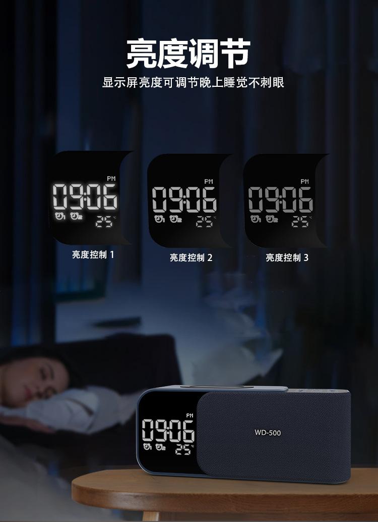 Product Introduction of Retro Bluetooth Speaker with Radio Wireless Charger Bluetooth Speaker TF Card Clock Outdoor Sound Box 4