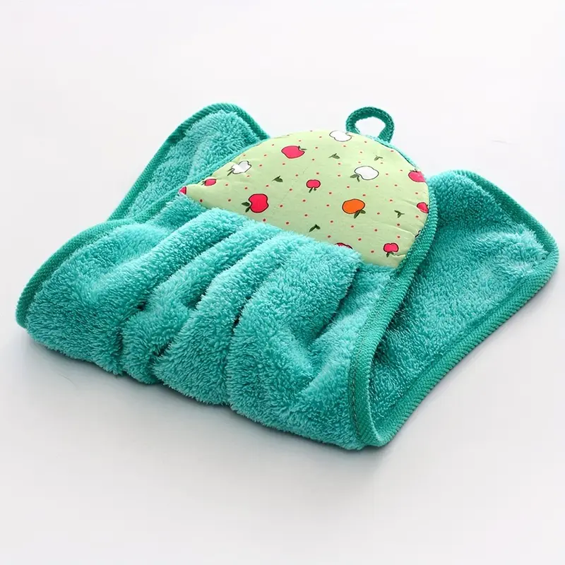 Cute Fruit Pattern Reusable Kitchen Dishcloth, 4pcs Hangable Absorbent Hand Towel, Home Kitchen Cleaning Tool, Cleaning Gadgets for Home 3