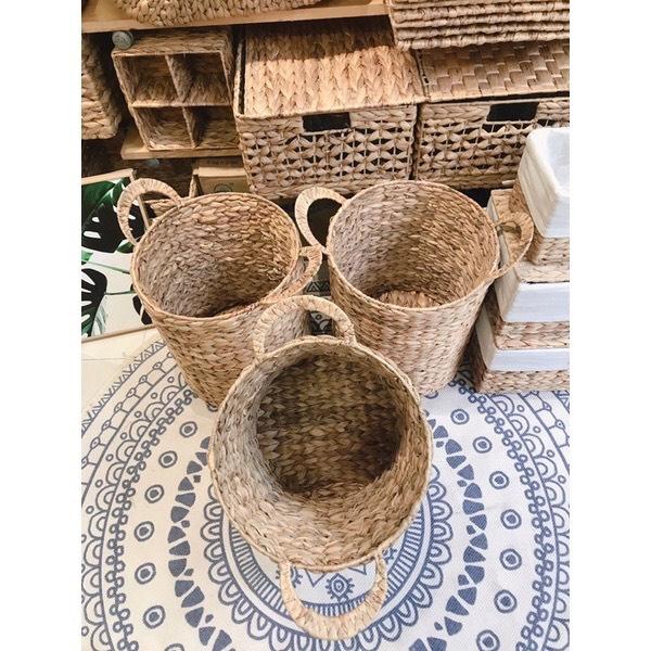 Giỏ đựng quần áo có quai cầm sọt tròn rổ đựng đồ đa năng làm bằng khung sắt