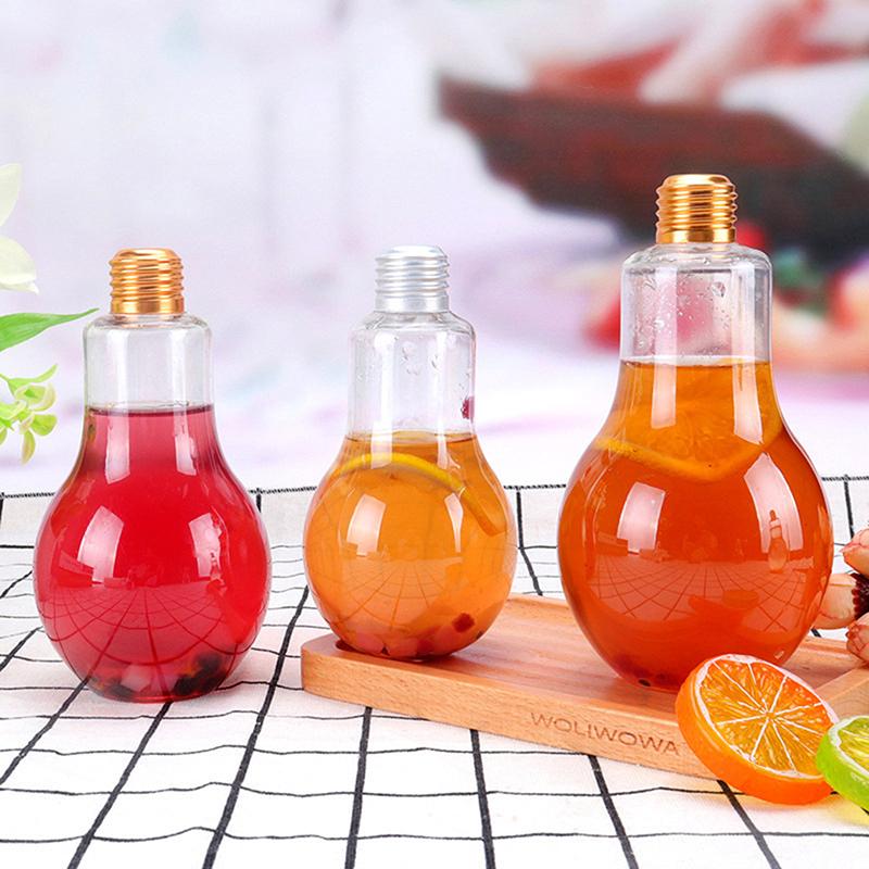 1Pc 200to500ml Creative Clear Artificial Fake Light Bulb Shaped Bottle Can Emit Light Drink Cup Juice Bottle Party Decor 0