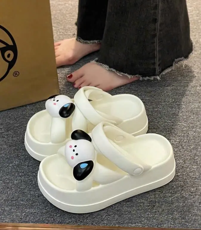 Dép sandal nữ hình cún dép bánh mì có quai hậu đôn đế cao 6cm có gắn sticker dễ thương chống trơn chất liệu eva không lún depnuhottrend 2024 dep shoes giay dép quai sandal nesty dép  đế DéP GiàY