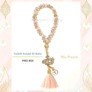Tasbih Kristal 33 Butir Lafadz Gold FREE BOX