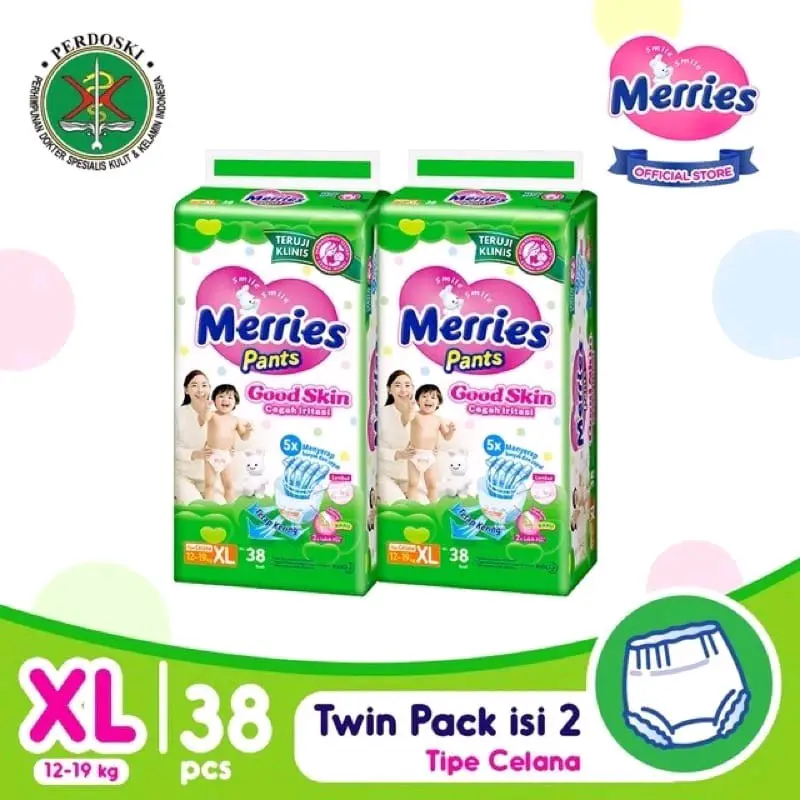 (2BALL) MERRIES PANTS GOOD SKIN M50 L44 XL38 XXL28 Diapers Bayi 4