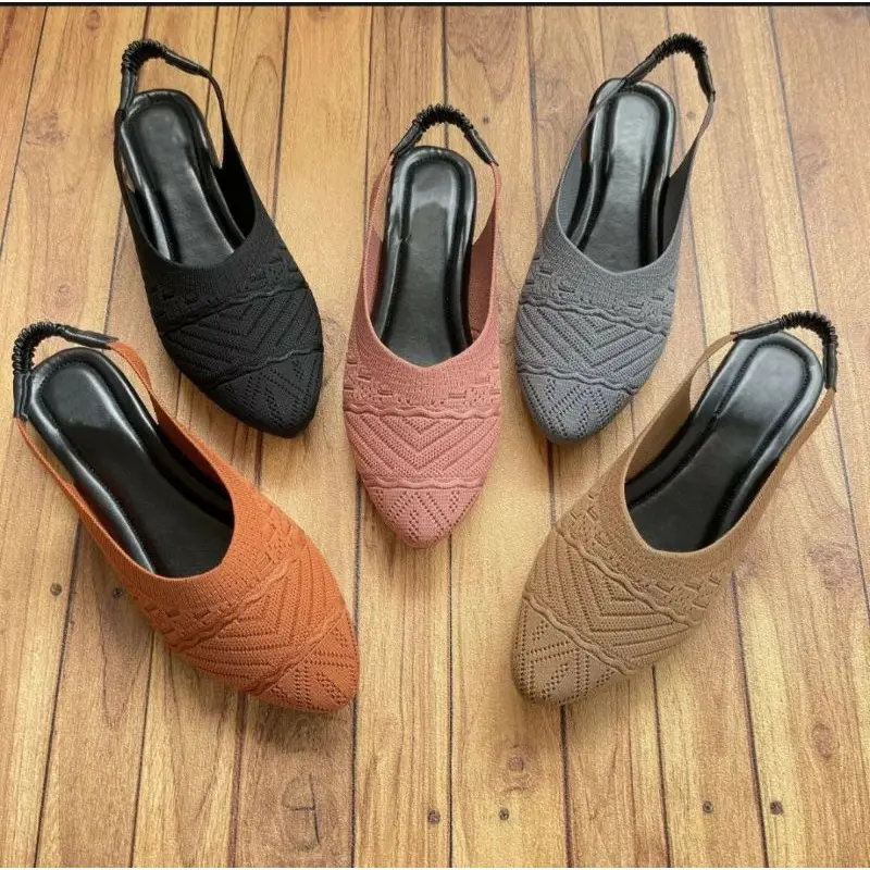 FLATSHOES WANITA RAJUT KARET BELAKANG 0