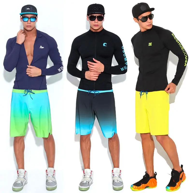 [95% Positive Rating] Korean Men's Swimwear Two-Piece Couple's Jellyfish Suit Surfing Snorkeling Suit Men's Sun Protection Long Sleeve Swimwear Set