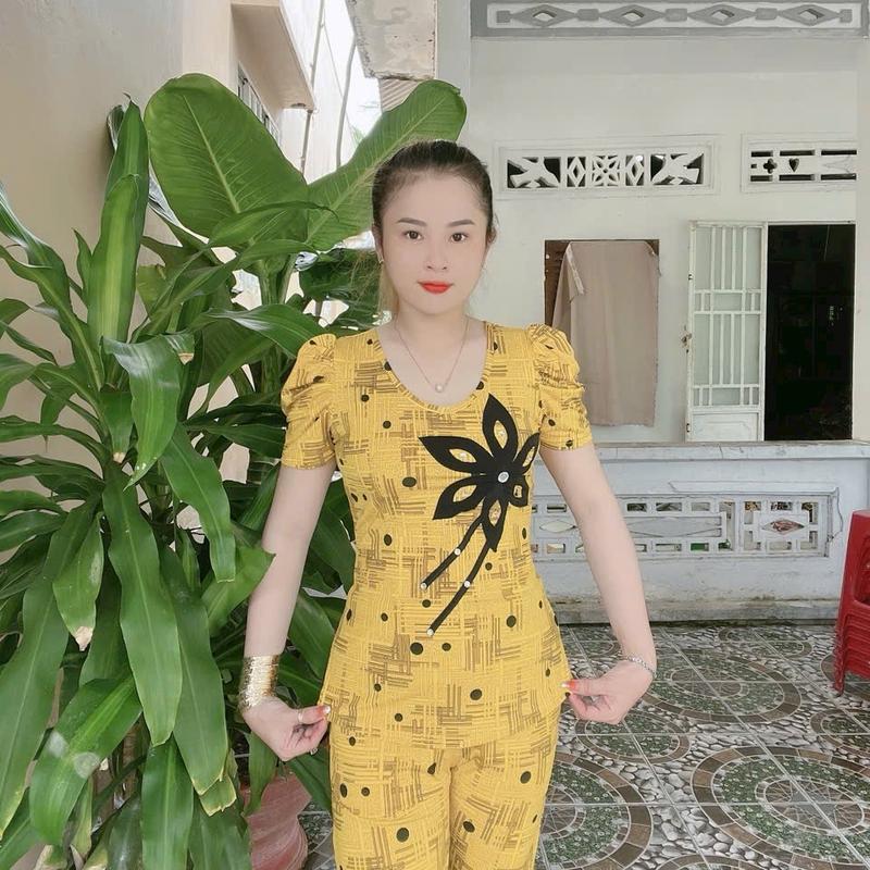 Giảm Bộ kiểu tai thun aty tơ có hoa 12345 quần dài ống ôm Thun 5