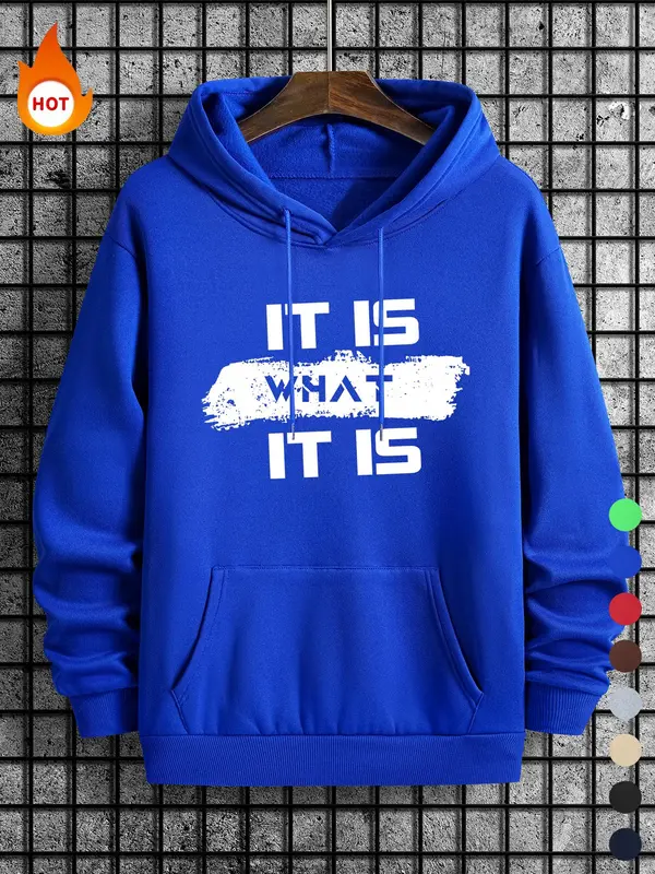 Men's Letter Print Drawstring Essentials Long Sleeve Hoodie, Casual Pocket Hooded Sweatshirt for Spring & Fall, Hoodies for Men, Men's Pullover Top for Daily Wear, Mens Clothing, Mens Clothing, Go Out Tops, Graphic Hoodies, Streetwear, Menswear 5