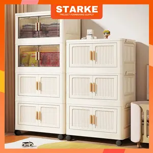 【Promo Buka Toko】Starke 50-60cm Lemari Plastik Susun Besar  Lipat Penyimpanan Serbaguna Furniture 3/4/5/6 Susun Aesthetic Desain Ramping Tahan Lama