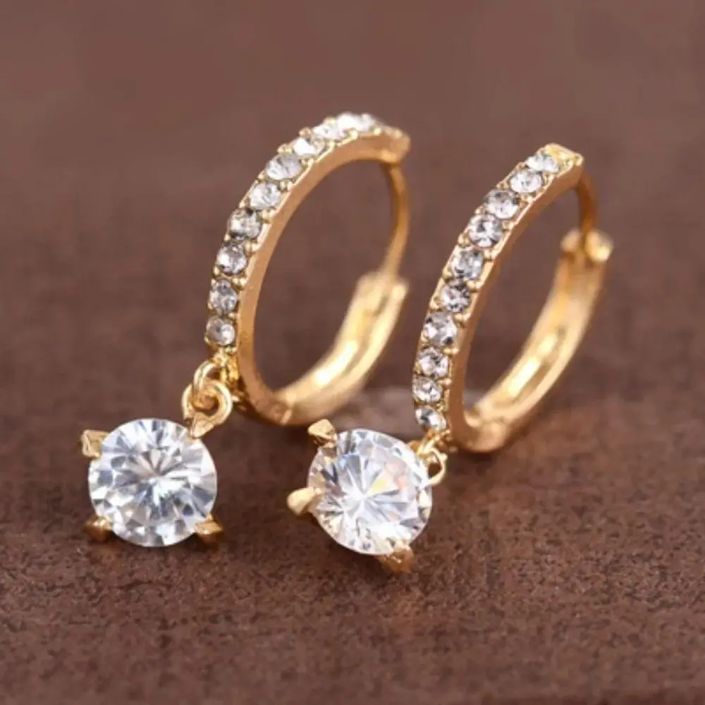 Bông Tai Đa Giác Zircon, Dành Cho Phụ Nữ, Vòng Thép Không Gỉ Mạ Vàng, Thiết Kế Mới, Đồ Trang Sức Thịnh Hành Đám Cưới Sang Trọng, Ý Tưởng Quà Tặng Tuyệt Vời