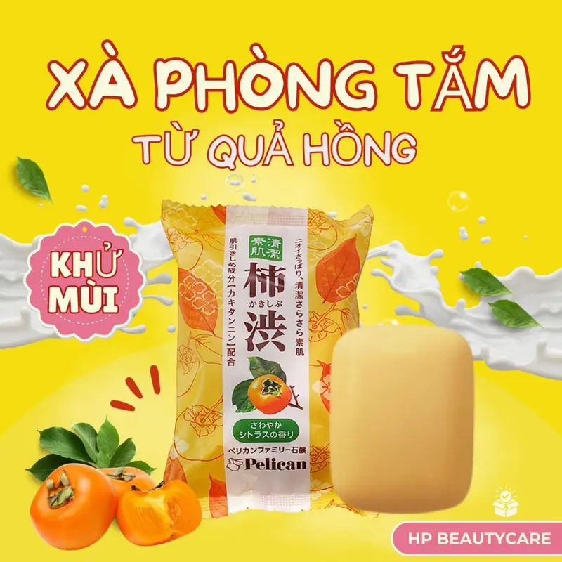 Xà Phòng Tắm Khử Mùi Cơ Thể Chiết Xuất Quả Hồng Pelican Family Soap KSB (80G) 1