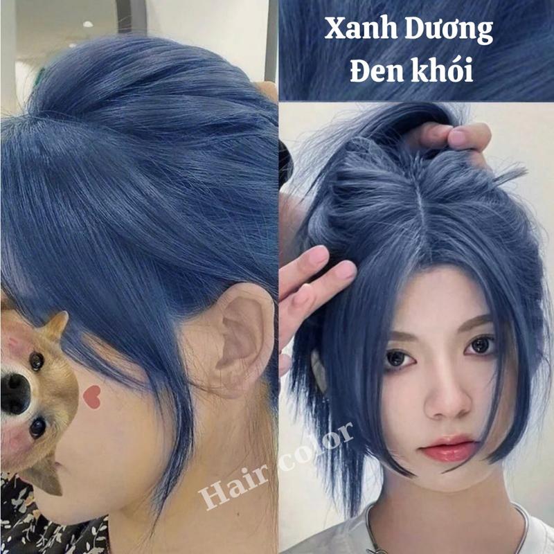 Thuốc Nhuộm Tóc Màu Xanh Dương Đen Khói Tặng Kèm Găng tay Và Mũ Trùm Đầu